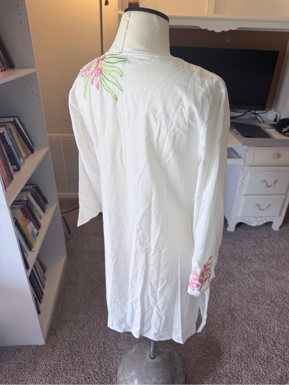 Lilly Pulitzer White Embroidered Tropical Tunic Cover-Up Dress | Size Small - Picture 5 of 7